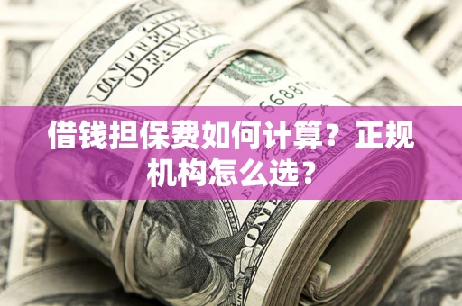 武汉借钱担保费如何计算？正规机构怎么选？